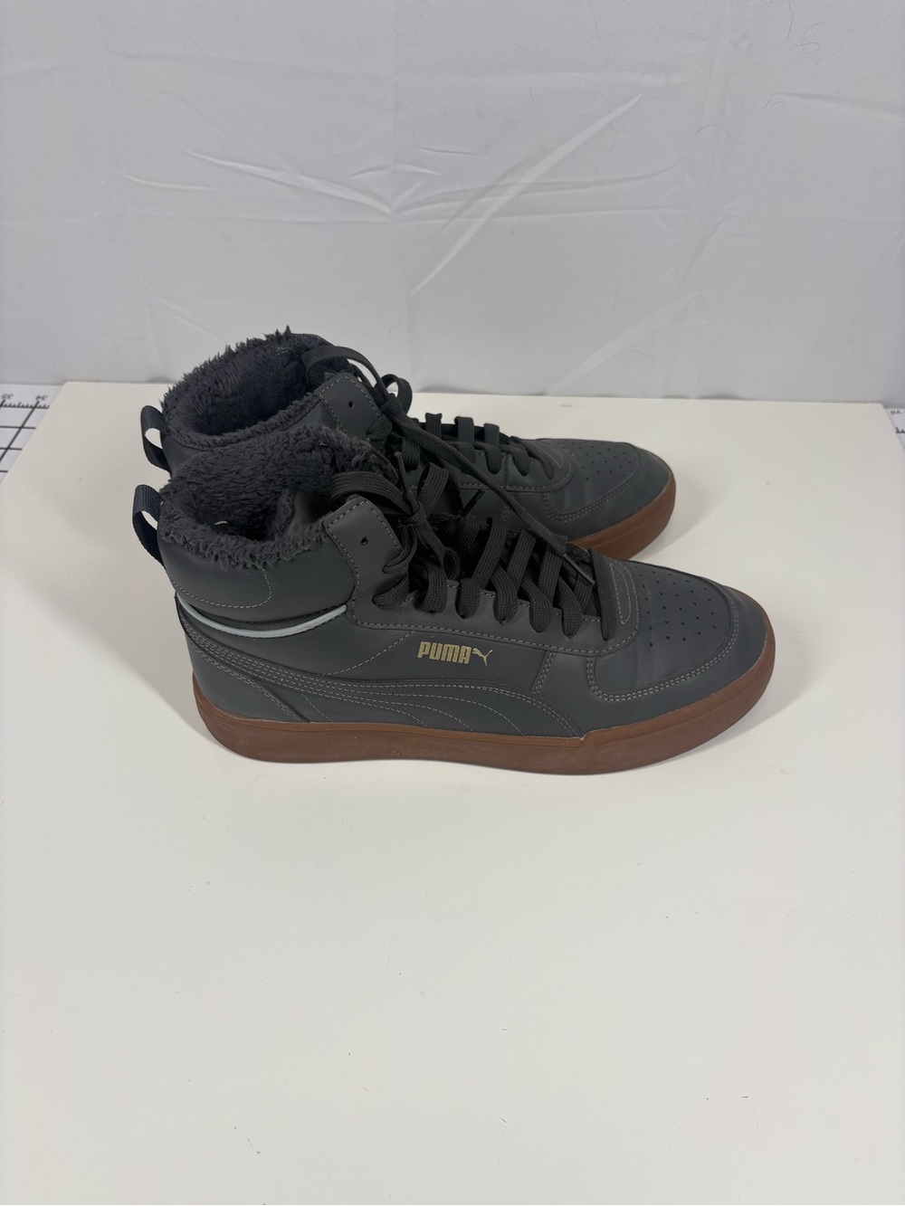 Puma Men’s High-Top Lined Sneakers in  Gray and Brown